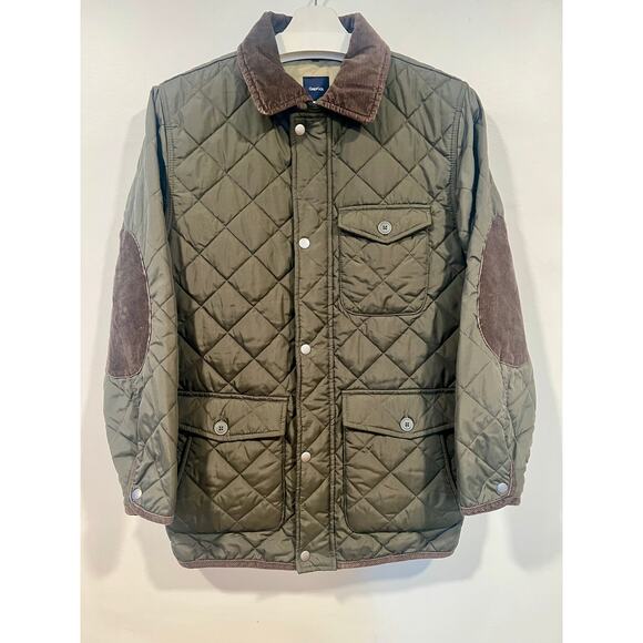 Boys Gap Preppy Quilted Field Jacket Green Corduroy Details XXL 14/16 - Picture 5 of 8